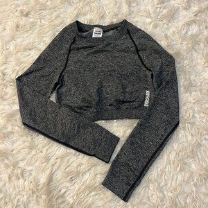 Gymshark Adapt Gray Marl Long Sleeve Crop Top Small